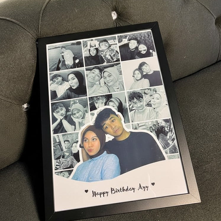 Custom Photo Collage  Frame(5*7) - Personalized Birthday Gift for Couple - 12 Photo Grid Picture Frame