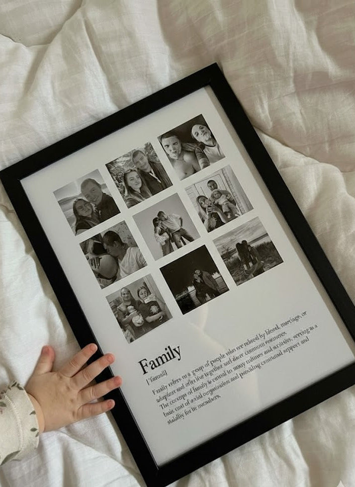 Custom Family Definition Photo A4 Size Collage Frame | Personalized Wall Art