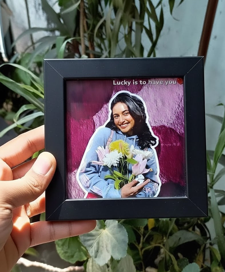 Personalized "Lucky to Have You" Custom Photo Frame(4*4) – Romantic Gift for Her