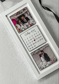 Personalized Date & Photo Trio Frame (4x10) - Custom Calendar Anniversary Gift